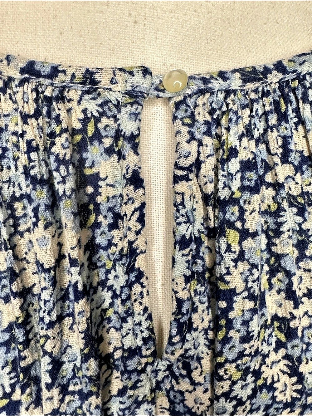 Chaps XXL Blue Floral Boho Peasant Blouse Ruffle Sleeve Cottagecore Top - Picture 7 of 14